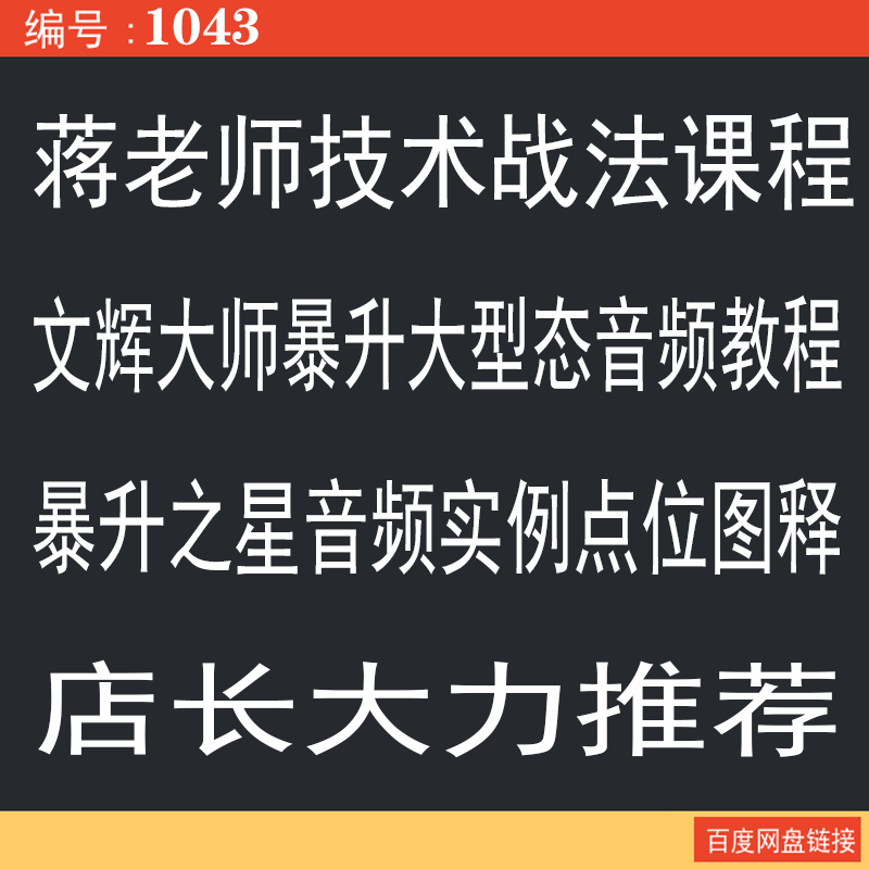 1043.百度网盘提取 1043.蒋老师技术战法音频课程 暴